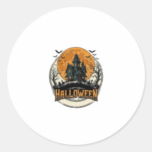 Vintage Halloween Spukhaus Vektor Design_1 Runder Aufkleber