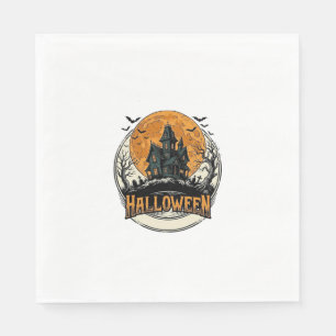 Vintage Halloween Spukhaus Vektor Design_1 Serviette