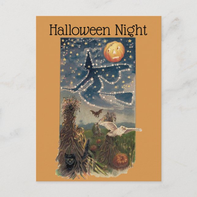 Vintage Halloween Starnight Postkarte (Vorderseite)