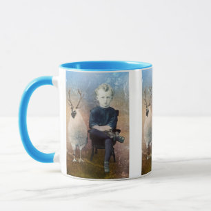 Vintage Halloween Steampunk Junge und Huhn Tasse
