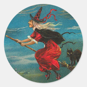 Vintage Halloween-Sticker - Trick oder Trete Runder Aufkleber