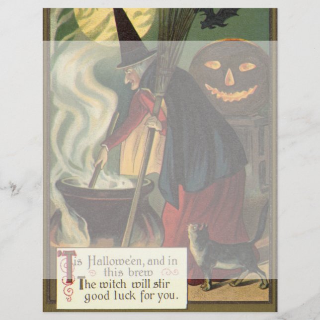 Vintage Halloween-Stirring Magic Cauldron (Vorderseite)