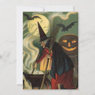 Vintage Halloween-Stirring Magic Cauldron Einladung