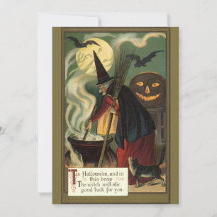 Vintage Halloween-Stirring Magic Cauldron Einladung