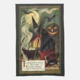 Vintage Halloween-Stirring Magic Cauldron Küchentuch