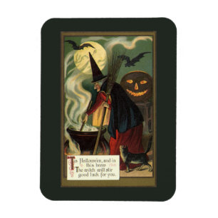 Vintage Halloween-Stirring Magic Cauldron Magnet