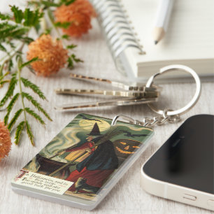 Vintage Halloween-Stirring Magic Cauldron Schlüsselanhänger