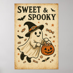 Vintage Halloween süß und gruselig Poster