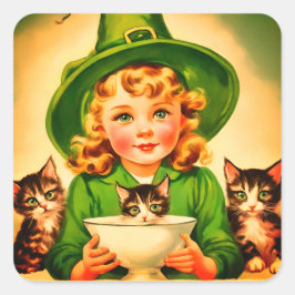 Vintage Halloween-Süsse Nr. 9 Quadratischer Aufkleber