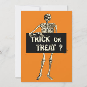 Vintage-Halloween-Süßes-oder-Saures-Skelett Einladung