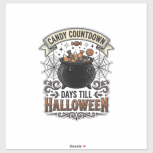 Vintage-Halloween-Süßigkeiten-Countdown-Shirt-Desi Aufkleber