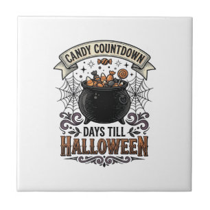 Vintage-Halloween-Süßigkeiten-Countdown-Shirt-Desi Fliese