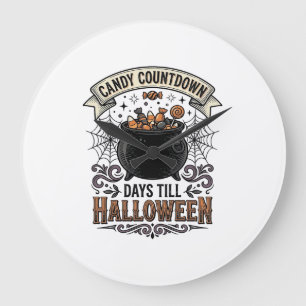 Vintage-Halloween-Süßigkeiten-Countdown-Shirt-Desi Große Wanduhr
