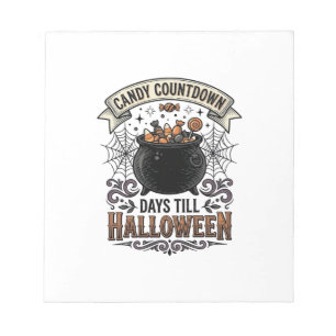 Vintage-Halloween-Süßigkeiten-Countdown-Shirt-Desi Notizblock
