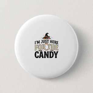 Vintage-Halloween-Süßigkeiten-Hexenhut-Shirt-Desig Button