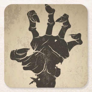 Vintage-Halloween-Symbol - Zombie-Hand Rechteckiger Pappuntersetzer