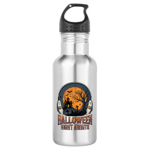 Vintage-Halloween-Szene graviertes Mond-Geist-Shir Edelstahlflasche