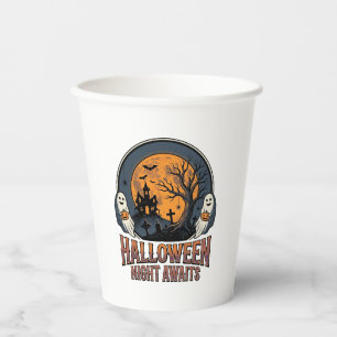 Vintage-Halloween-Szene graviertes Mond-Geist-Shir Pappbecher