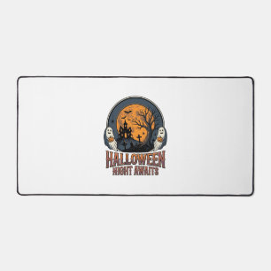 Vintage-Halloween-Szene graviertes Mond-Geist-Shir Schreibtischunterlage