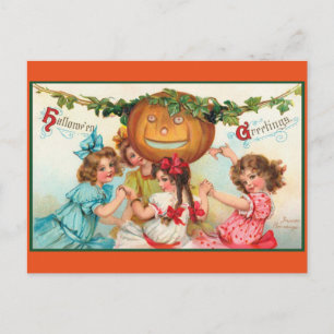 Vintage Halloween-Tänzerinnen Postkarte