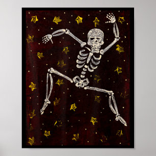 Vintage-Halloween-Tanzskelett Gruselige Jahreszeit Poster