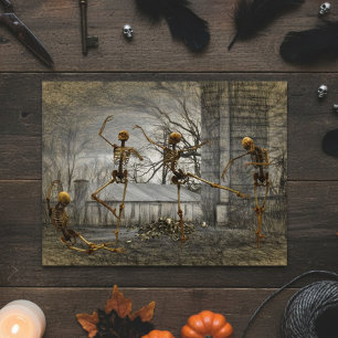 Vintage Halloween-Tanzskelette Postkarte