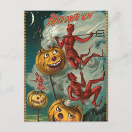 Vintage Halloween-Teufelsausladung Postkarte