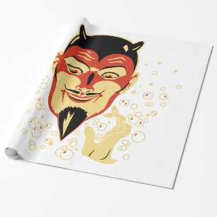 Vintage Halloween Teufelskopf #2 Geschenkpapier