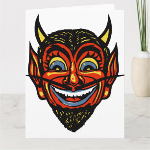 Vintage Halloween Teufelskopf Karte