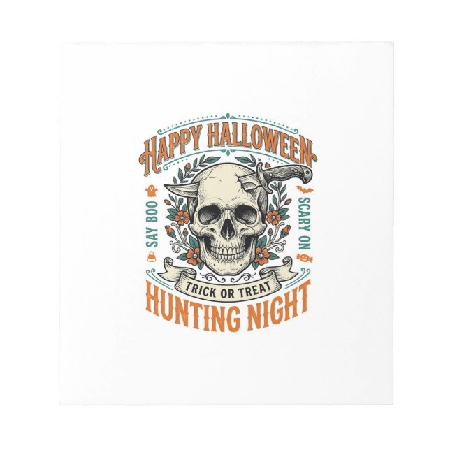 Vintage-Halloween-Totenkopf-Streich-oder-Überrasch Notizblock (Vorderseite)
