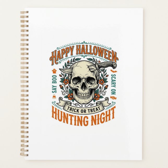 Vintage-Halloween-Totenkopf-Streich-oder-Überrasch Planer (Vorderseite)