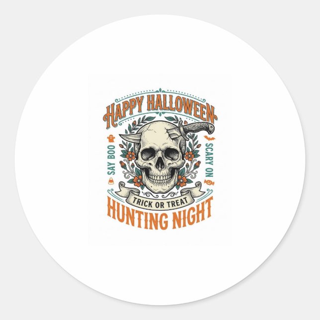 Vintage-Halloween-Totenkopf-Streich-oder-Überrasch Runder Aufkleber (Vorderseite)