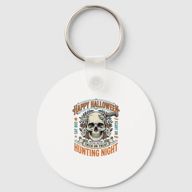 Vintage-Halloween-Totenkopf-Streich-oder-Überrasch Schlüsselanhänger (Vorderseite)