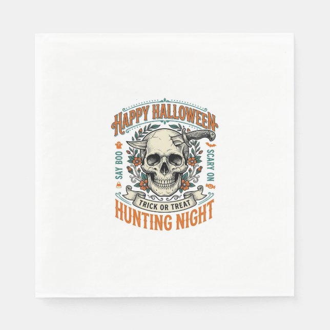 Vintage-Halloween-Totenkopf-Streich-oder-Überrasch Serviette (Vorderseite)