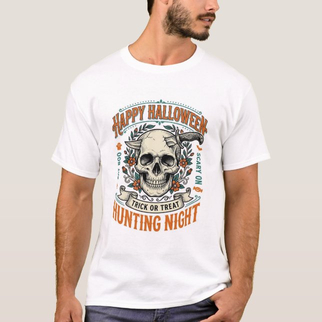 Vintage-Halloween-Totenkopf-Streich-oder-Überrasch T-Shirt (Vorderseite)