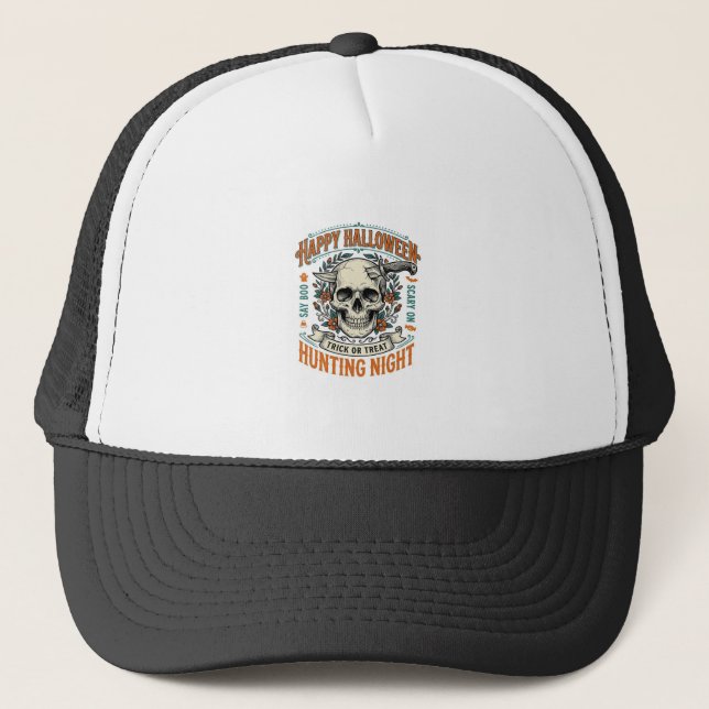 Vintage-Halloween-Totenkopf-Streich-oder-Überrasch Truckerkappe (Vorderseite)