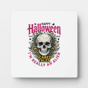 Vintage-Halloween-Totenschädel-Alien-Grafik für we Fotoplatte