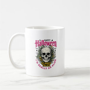 Vintage-Halloween-Totenschädel-Alien-Grafik für we Kaffeetasse