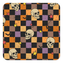 Vintage-Halloween-Totenschädel und Fledermäuse Sch