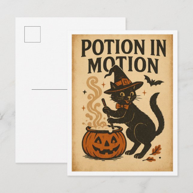 Vintage-Halloween-Trank in Bewegung Postkarte (Vorne/Hinten)