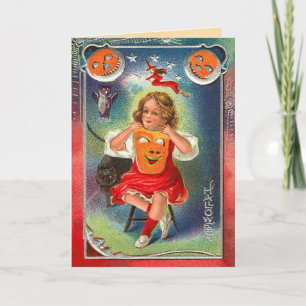 Vintage Halloween Träumen davon, eine Hexe zu sein Karte