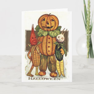 Vintage Halloween-Veggies Karte