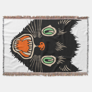 Vintage Halloween verängstigter schwarzer Kater Decke