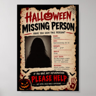 Vintage Halloween Vermisstenanzeige  Poster