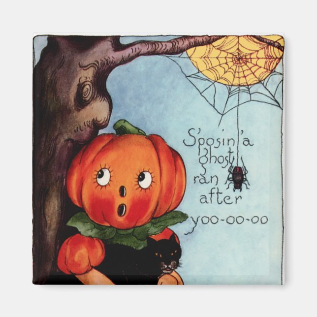 Vintage-Halloween-Viereckmagnet Magnet (Vorne)