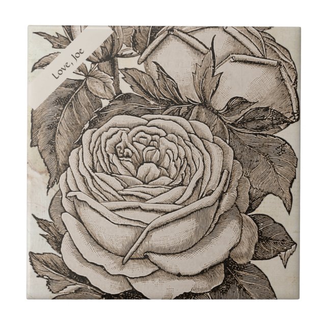 Vintage Halloween-Viktorianische Gotische Rose in  Fliese (Vorderseite)