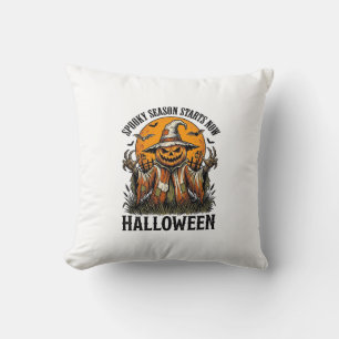 Vintage-Halloween-Vogelscheuche-Kürbis-Hexe-Shirt_ Kissen