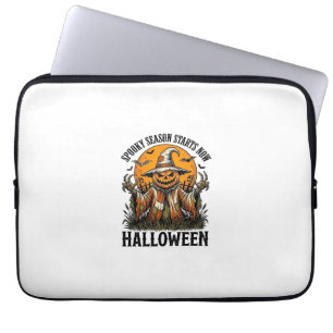Vintage-Halloween-Vogelscheuche-Kürbis-Hexe-Shirt_ Laptopschutzhülle