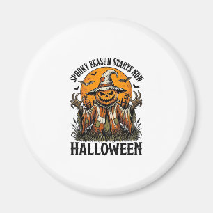 Vintage-Halloween-Vogelscheuche-Kürbis-Hexe-Shirt_ Magnet