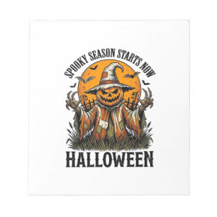 Vintage-Halloween-Vogelscheuche-Kürbis-Hexe-Shirt_ Notizblock